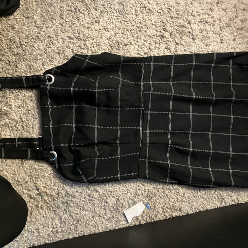 Black Checkered Dress with Straps